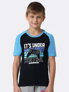 Van Heusen Boys Typography Printed Pure Cotton Smart Tech Easy Stain Release T-shirt