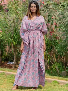 Libas Printed Cotton Kaftan Maxi Night Dress