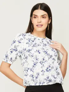CODE by Lifestyle Floral Print Schiffli Top