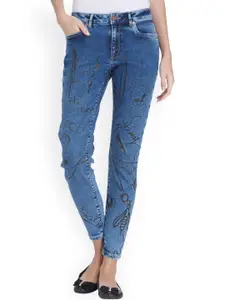 ONLY Women Blue Regular Fit Low-Rise Clean Look Stretchable Jeans