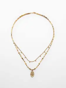 MANGO Beaded & Stone-Studded Layered Necklace