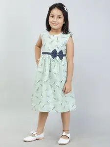 Todd N Teen Girls Floral Printed Fit & Flare Cotton Dress With Bow Belt