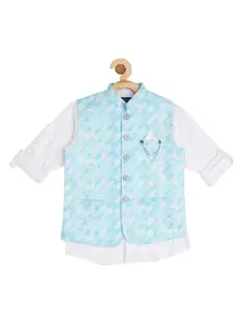 CAVIO Boys Printed Slim-Fit Nehru Jackets With Shirt