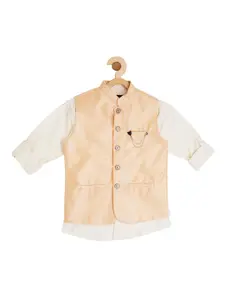 CAVIO Boys Sequin Embroidered Slim-Fit Nehru Jacket With Shirt & Brooch