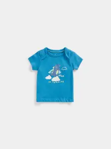 mothercare Girls Typography Print Envelope Neck Knitted Pure Cotton T-shirt