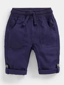 mothercare Boys Mid-Rise Woven Pleated Pure Cotton Trousers Converted Into Three-Fourts
