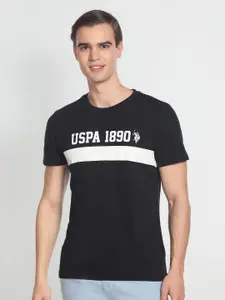 U.S. Polo Assn. Denim Co. Men Typography Printed Slim Fit Cotton T-shirt
