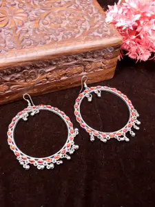 VAGHBHATT Women Silver-Plated Circular Drop Earrings