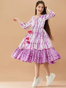 pspeaches Girls Tie And Dye Cotton A-Line Midi Dress