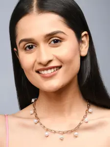 ToniQ Women Gold-Plated Beaded Link Necklace