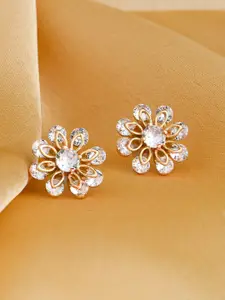 ToniQ Gold Plated Floral Studs Earrings