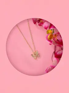 Accessorize Women Gold-Toned Textured Butterfly Pendant Necklace