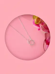 Accessorize Women Silver-Toned Crystals Minimal Linked Circles Pendant Necklace