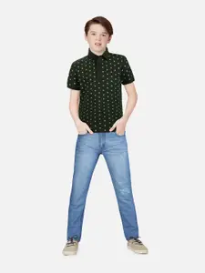 Gini and Jony Boys Geometric Printed Polo Collar Cotton T-shirt