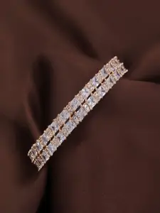 I Jewels Set Of 2 Rose Gold-Plated AD-Studded Bangles