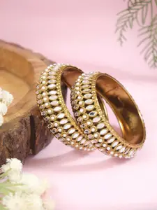 I Jewels Set Of 2 Gold-Plated Kundan Studded Bangles
