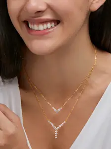 MINUTIAE Gold-Plated Stone Studded Layered Necklace