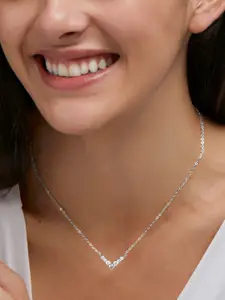 MINUTIAE Rhodium-Plated Stone Studded Necklace