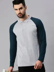 PEPPYZONE Men Colourblocked Polo collar Raglan Sleeves Cotton T-shirt