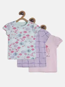 MINI KLUB Infants Girls Pack Of 3 Conversational Printed Pure Cotton Top