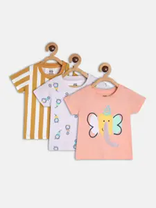 MINI KLUB Pack Of 3 Boys Printed Cotton T-shirts
