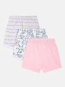 MINI KLUB Infants Pack Of 3 Printed Mid Rise Pure Cotton Regular Shorts
