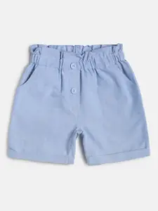 MINI KLUB Girls Solid Mid Rise Pure Cotton Regular Shorts
