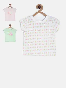 MINI KLUB Infants Girls Pack Of 3 Graphic Printed Pure Cotton Top