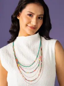 Priyaasi Rose Gold-Plated Beaded Layered Necklace