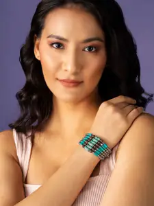 Priyaasi Women Silver-Plated Multilayer Link Bracelet