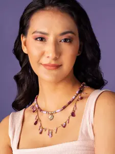 Priyaasi Gold-Plated Beaded Charm Necklace