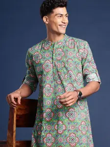 Taavi Block Print Legacy Pure Cotton Floral Printed Kurta