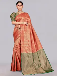 SIRIL Striped Woven Design Zari Banarasi Saree