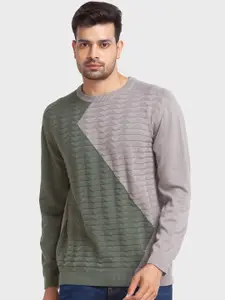 ColorPlus Men Colourblocked Cotton Pullover