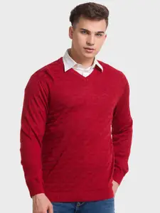 ColorPlus Men Plus Size Self Design Wool Pullover