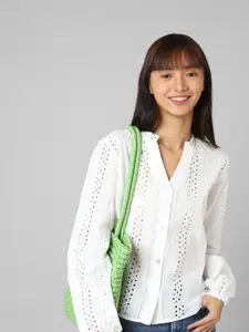 ONLY Women Floral Schiffli Casual Shirt