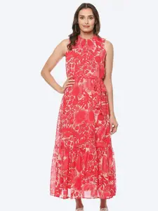 Biba Floral A-Line Midi Georgette Dress