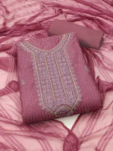 KALINI Embroidered Sequinned Pure Cotton Unstitched Dress Material