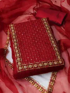 KALINI Embroidered Organza Unstitched Dress Material