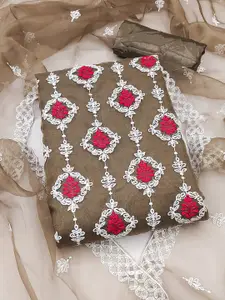 KALINI Embroidered Organza Unstitched Dress Material With Dupatta