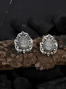 Silvermerc Designs Silver-Plated Temple Oxidised Drop Earrings