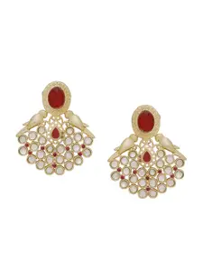 Silvermerc Designs Gold-Plated Contemporary Stone Studded Drop Earrings