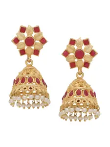 Silvermerc Designs Gold-Plated Dome Shaped Beaded Jhumkas
