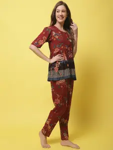 Claura Women Floral Printed Night Suit