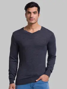 Parx Men V-Neck Wool Pullover Sweater