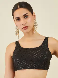 Soch Woven Design Sleeveless Silk Saree Blouse