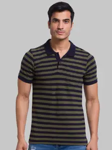 Parx Polo Collar Striped Cotton T-shirt