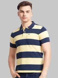 Parx Striped Polo Collar Cotton T-shirt