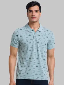 Parx Conversational Printed Polo Collar Cotton T-shirt