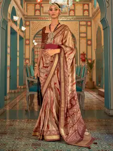 Anouk Printed Zari Silk Blend Banarasi Saree